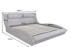 Boxbett SWING 160x200cm grau Vogue Seiden Samtstoff inkl. Stauraum und Bettkasten