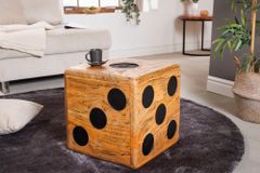 Massiver Würfelhocker CUBE 40cm natur Mindiholz Beistelltisch stapelbar