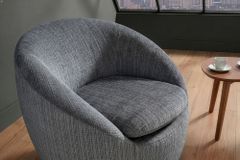 Drehbarer Design Sessel ALPINE grau Chenille Cremona 360° mit Armlehnen