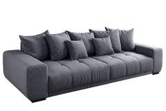 Modernes XXL Sofa ELEGANCIA 285cm anthrazit Cord inklusive Kissen Bigsofa