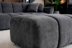 Moderner Hocker CLOUD 100cm grau Vogue Samtstoff Federkern Fußhocker Sitzhocker