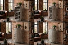 Shabby Chic Weinregal BODEGA 100cm natur Pinie Weinfass für 24 Flaschen