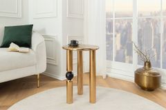 Handgefertigter Beistelltisch ABSTRACT 55cm gold schwarz Metall rund