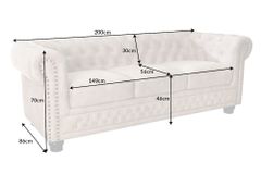 Chesterfield 3-Sitzer Sofa 200cm champagner beige Samt Federkern Knopfheftung