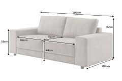 Großes Sofa LOFT 210cm taupe Vogue Velours Samt 3-Sitzer Couch Taschenfederkern