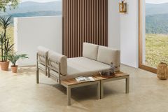 Modulare Garten Sitzgruppe ORLANDO LOUNGE 240cm champagner greige Aluminium wetterfest inkl. Kissen