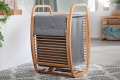 Design Wäschekorb LAGOON SPA 60cm grau Bambusholz Wäschesammler Badmöbel