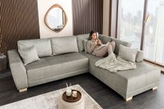 Modernes Ecksofa NORWAY 250cm taupe Vogue Velours Samt Schlafsofa mit Stauraum