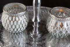 Design Etagere ORIENT 50cm silber im Wild Hammerschlag mit drei Etagen