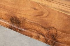 Massivholz Couchtisch MAMMUT 120cm Akazie natur V-Gestell schwarz 2,5cm Tischplatte