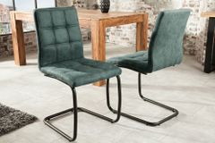 Design Freischwinger Stuhl MODENA vintage petrol Microfaser mit Ziersteppung