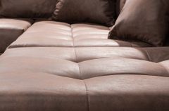 Moderne XXL Wohnlandschaft KENT 305cm antik braun Federkern Bigsofa inkl. Hocker