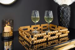 Handgefertigtes Tablett VARIATION 40cm schwarz gold Metall Aluminium Glas
