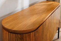 Massives Sideboard GATSBY 160cm natur Mangoholz schwarz Metall mit Lamellenfront