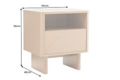 Design Nachttisch SAVOY 50cm grau beige greige Keramik Travertin Beistelltisch