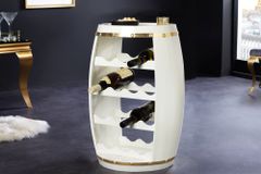 Design Weinfass BODEGA WHITE 65cm weiß gold Pinie Flaschenregal 14 Flaschen