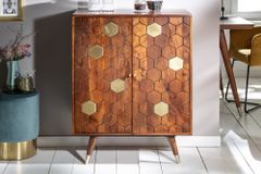 Massiver Barschrank MYSTIC LIVING 75cm Akazie braun gold Retro Design