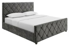 Design Boxbett ELYSIUM 180x200cm dunkelgrau Samt mit Stauraum und Lattenrost