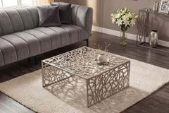 Handgearbeiteter Couchtisch ABSTRACT 60cm Alu silberfarbig im Gap Design
