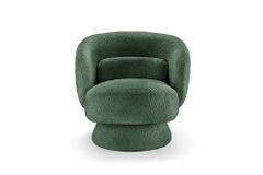 Drehbarer Design Sessel BOSSA NOVA 80cm moosgrün Bouclé