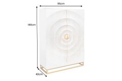 Handgearbeiteter Barschrank GOLDEN SUNSET 140cm weiß gold Mangoholz massiv