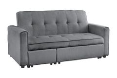 Ausziehbares Schlafsofa SMART 180cm grau Cord 2-Sitzer Couch mit Nosagfederung