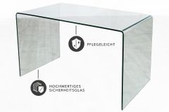 Extravaganter Glas Schreibtisch FANTOME 120cm transparent Esstisch Ganzglastisch