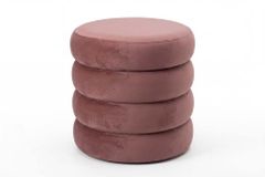 Runder Polsterhocker VOGUE 40cm rosa Samt mit Stauraum