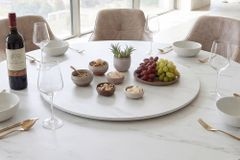 Drehbare Servierplatte SIGNATURE 60cm weiß Marmor Keramik rund