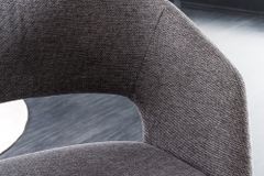 Design Stuhl NORDIC STAR grau Strukturstoff Massivholz mit Armlehne gepolstert