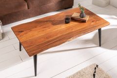 Massiver Couchtisch ORGANIC LIVING 110cm natur Akazienholz mit Baumkante