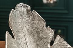 Design Deko Schale SILVER LEAF 65cm silber Blatt Design Metall Handarbeit
