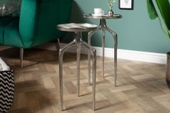 2er Set Beistelltische ABSTRACT 60cm silber Metall rund Shabby Chic Design