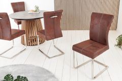 Freischwinger Stuhl SAMSON dark coffee Edelstahlrahmen mit Komfortgriff