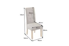 Design Stuhl CASA taupe Strukturstoff Massivholzbeine mit Zierknöpfen und Nackenrolle
