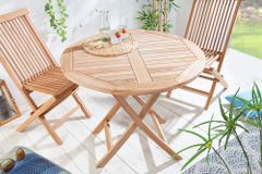 Massiver Gartentisch EMPIRE TEAK 90cm Teakholz rund klappbar Balkontisch Outdoor