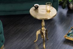 Barock Beistelltisch SAVOY 55cm gold Metall Dreibein rund Vintage