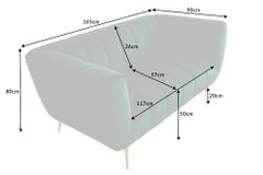 Design 2-Sitzer Sofa NOBLESSE 165cm smaragdgrün Samt Federkern goldene Metallfüße