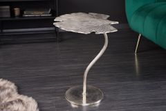 Dekorativer Beistelltisch GINKGO LEAF 55cm silber handmade Metall
