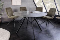 Runder Esstisch ATELIER 100cm grau Beton-Design schwarz Metall