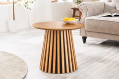 Runder Couchtisch VALHALLA WOOD 50cm natur Eichenholz Säulenfuß