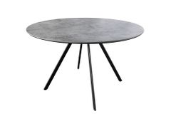 Runder Esstisch ATELIER 120cm grau Beton-Design schwarz Metall