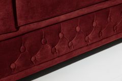 Barock Sofa CHESTERFIELD 205cm bordeaux rot Samt Federkern Knopfheftung 3-Sitzer Couch