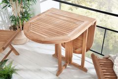 Massiver Balkontisch EMPIRE TEAK 120cm natur Teakholz klappbar Gartentisch Outdoor