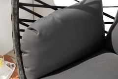 In- und Outdoor Hängesessel IBIZA anthrazit Rattan mit Gestell wetterfest inkl. Kissen