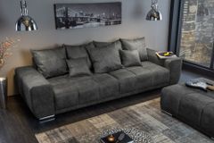Extravaganter Hocker ELEGANCIA 110cm grau mit Ziersteppung