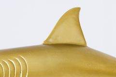 Maritime Skulptur HAI 103cm gold handmade Metall Design Haifisch