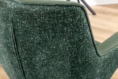 Drehbarer Stuhl LE GRAND grün Echtleder Strukturstoff schwarzes Metallgestell