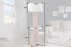 Funktionelle Stehlampe SERVANT 153cm Longan-Massivholz mit Tisch und Leinenschirm
