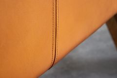 Design Sitzbank TURNBOCK 100cm cognac Echtleder Mangoholz Retro Sitzhocker